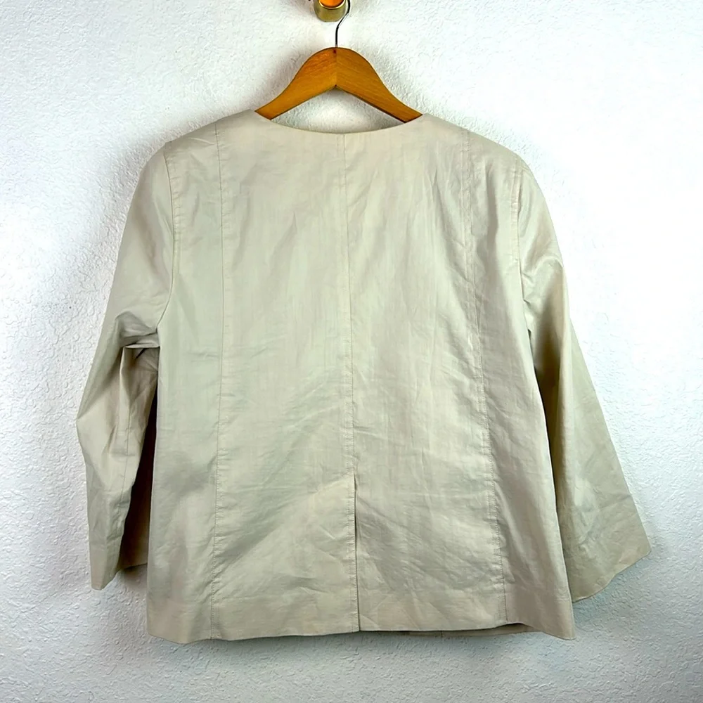 Eileen Fisher Polished Ramie A-Line Jacket Zipper Women light tan cream - Picture 4 of 8